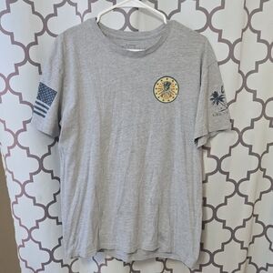 Grunt Style Light Gray Short Sleeve Tee with Palm & Flag Graphics